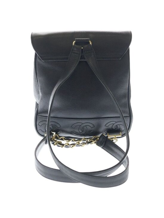 Chanel Triple CC Logo Caviar Leather Backpack Black main image 8
